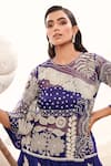 Buy_Payal & Zinal_Blue Gajji Silk Embroidery Pearl Round Bead Kurta Lehenga Set _Online_at_Aza_Fashions