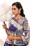 Buy_Payal & Zinal_Blue Gajji Silk Embroidery Pearl Round Floral Kurta And Pant Set _Online_at_Aza_Fashions