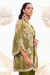 Buy_Payal & Zinal_Green Gajji Silk Embroidery Sequin Jacket Open Floral Dhoti Pant Set _Online_at_Aza_Fashions