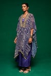 Payal & Zinal_Purple Gajji Silk Printed Geometric Cape Open Flared Pant Set _Online_at_Aza_Fashions