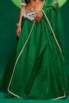 Shop_Payal & Zinal_Green Organza Embellished Pearl Leaf Neck Waistband Lehenga Set _Online_at_Aza_Fashions