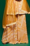 Shop_Payal & Zinal_Yellow French Crepe Printed Geometric V Neck Anarkali Set _Online_at_Aza_Fashions