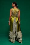 Shop_Payal & Zinal_Green Jumpsuit Pleated Spun Printed Abstract Jumpsuit Square Set With Shrug _at_Aza_Fashions