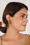 Buy_Smars Jewelry_Gold Plated Stones Carved Floral Stud Earrings _at_Aza_Fashions