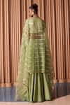 Shop_Rishi & Vibhuti_Green Chanderi Embroidery Sequin Flora Embellished Blouse Lehenga Set _at_Aza_Fashions