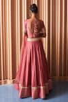 Shop_Rishi and Vibhuti_Pink Organza Embroidered Thread Round Vintage Rose Lehenga Set _at_Aza_Fashions