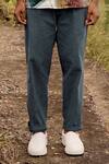Shop_Kharakapas_Blue Twill Cotton Pleated Trouser _Online_at_Aza_Fashions