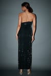 Shop_Itrh_Black Net Embellished Crystals Asymmetric Neck Dililah Dress  _at_Aza_Fashions