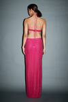 Shop_Itrh_Pink Net Crystals Halter Neck Elisha Embellished Gown _at_Aza_Fashions