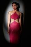 Buy_Itrh_Pink Net Crystals Halter Neck Elisha Embellished Gown _Online_at_Aza_Fashions