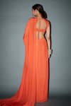 Shop_Itrh_Orange Chiffon Embellished Maddeline Pre-draped Saree With Blouse  _at_Aza_Fashions