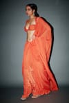 Itrh_Orange Chiffon Embellished Maddeline Pre-draped Saree With Blouse  _Online_at_Aza_Fashions