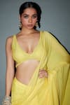 Itrh_Yellow Chiffon Embellished Naadia Pre-draped Saree With Blouse  _Online_at_Aza_Fashions