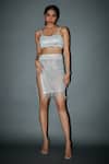 Itrh_Ivory Net Crystals Square Neck Adele Embellished Top With Short Skirt _Online_at_Aza_Fashions