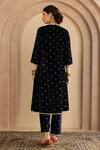 Shop_Gulabo Jaipur_Blue Velvet Embroidery V-neck Chitra Kurta And Pant Set_at_Aza_Fashions