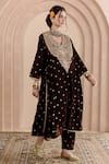 Buy_Gulabo Jaipur_Brown Velvet Embroidered Zardosi V Neck Chitra Kurta And Pant Set _Online_at_Aza_Fashions