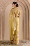 Shop_Gulabo Jaipur_Gold Organza Gota Patti, Embroidery, Diamonds V-neck Gulbahaar Border Saree Set_at_Aza_Fashions