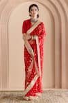 Buy_Gulabo Jaipur_Red Organza Printed Bandhej V Neck Gulshan Saree Set_at_Aza_Fashions
