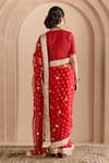 Shop_Gulabo Jaipur_Red Organza Printed Bandhej V Neck Gulshan Saree Set_at_Aza_Fashions
