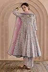 Buy_Gulabo Jaipur_Pink Cotton, Denim Embroidery V-neck Shaila Floral Print Anarkali Pyjama Set_at_Aza_Fashions