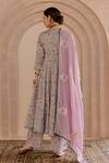 Shop_Gulabo Jaipur_Pink Cotton, Denim Embroidery V-neck Shaila Floral Print Anarkali Pyjama Set_at_Aza_Fashions