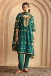 Buy_Gulabo Jaipur_Green Georgette Gota Patti Round Neck Shama Embroidered Straight Kurta Pant Set _at_Aza_Fashions