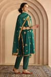 Gulabo Jaipur_Green Georgette Gota Patti Round Neck Shama Embroidered Straight Kurta Pant Set _Online_at_Aza_Fashions