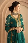 Buy_Gulabo Jaipur_Green Georgette Gota Patti Round Neck Shama Embroidered Straight Kurta Pant Set _Online_at_Aza_Fashions