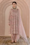 Buy_Gulabo Jaipur_Peach Cotton, Organza Embroidery Round Neck Shriya Block Print Kurta Pant Set _at_Aza_Fashions