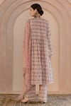Shop_Gulabo Jaipur_Peach Cotton, Organza Embroidery Round Neck Shriya Block Print Kurta Pant Set _at_Aza_Fashions