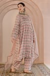 Shop_Gulabo Jaipur_Peach Cotton, Organza Embroidery Round Neck Shriya Block Print Kurta Pant Set _Online_at_Aza_Fashions