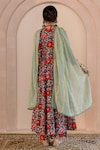 Shop_Gulabo Jaipur_Blue Cotton Printed Floral Round Shubha Anarkali Pant Set_at_Aza_Fashions
