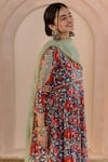 Gulabo Jaipur_Blue Cotton Printed Floral Round Shubha Anarkali Pant Set_Online_at_Aza_Fashions