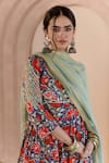Gulabo Jaipur_Blue Cotton Printed Floral Round Shubha Anarkali Pant Set_at_Aza_Fashions