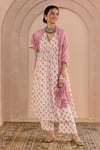 Buy Gulabo Jaipur White Cotton Embroidery V-neck Sparrow Floral Pattern Anarkali Pyjama Set at Aza Fashions Buy_Gulabo Jaipur_White Cotton Embroidery V-neck Sparrow Floral Pattern Anarkali Pyjama Set _at_Aza_Fashions