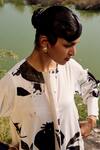 Kharakapas_Black Cotton Round Neck And White Floral Printed Midi Dress _Online_at_Aza_Fashions
