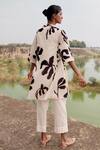 Shop_Kharakapas_Off White Cotton Collared Loras Lino Print Tunic And Trouser Set _at_Aza_Fashions