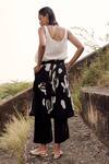 Shop_Kharakapas_Black Mul Cotton Printed Lino Panelled Trouser _at_Aza_Fashions