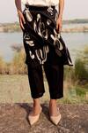 Shop_Kharakapas_Black Mul Cotton Printed Lino Panelled Trouser _Online_at_Aza_Fashions