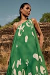 Shop_Kharakapas_Green Cotton Asymmetric Forest Lino Print Layered Dress _Online_at_Aza_Fashions