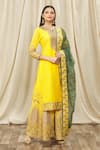 Shop_Samyukta Singhania_Yellow Kurta And Palazzo Georgette Embroidered Gotapatti Gota Embellished Set _Online_at_Aza_Fashions