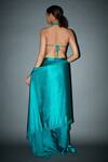 Shop_Itrh_Green Satin, Net Crystals Halter Neck Sabrinna Cape Draped Skirt Set _at_Aza_Fashions