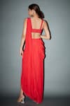 Shop_Itrh_Red Chiffon And Net Embellished Jaimie Pre-draped Saree With Blouse  _at_Aza_Fashions