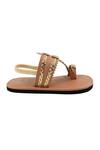 Shop_The Madras Trunk_Brown Gota Embellished Kolhapuri Sandals _Online_at_Aza_Fashions