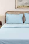 House This_Blue Cotton Plain Juniper Duvet Cover _Online_at_Aza_Fashions