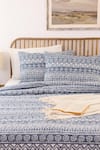 Buy_House This_Blue Cotton Ethnic Stripe Print Kullu Patti Duvet Cover _at_Aza_Fashions