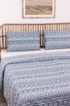 Shop_House This_Blue Cotton Ethnic Stripe Print Kullu Patti Duvet Cover _at_Aza_Fashions