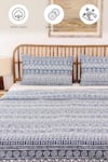 Shop_House This_Blue Cotton Ethnic Stripe Print Kullu Patti Duvet Cover _Online_at_Aza_Fashions