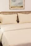 Shop_House This_Off White Cotton Plain Sesame Duvet Cover _at_Aza_Fashions