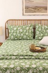 Buy_House This_Green Cotton Printed Genda Phool Bedsheet Set_at_Aza_Fashions